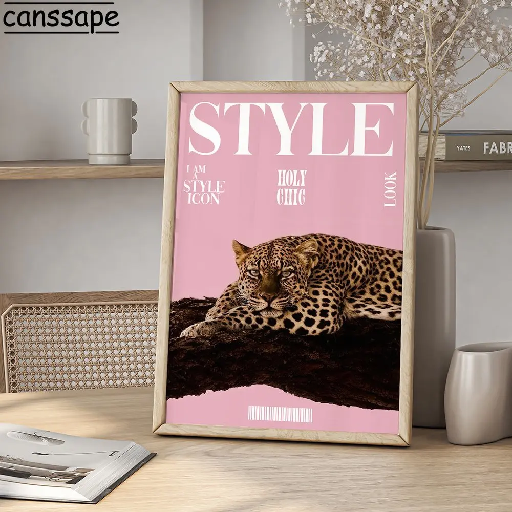 ليوبارد جدار ديكور بطاقة اللعب قماش اللوحة ليوبارد طباعة الوردي البلياردو 8 ملصق فني غرفة المعيشة ديكور غرفة نوم لا الإطار #5