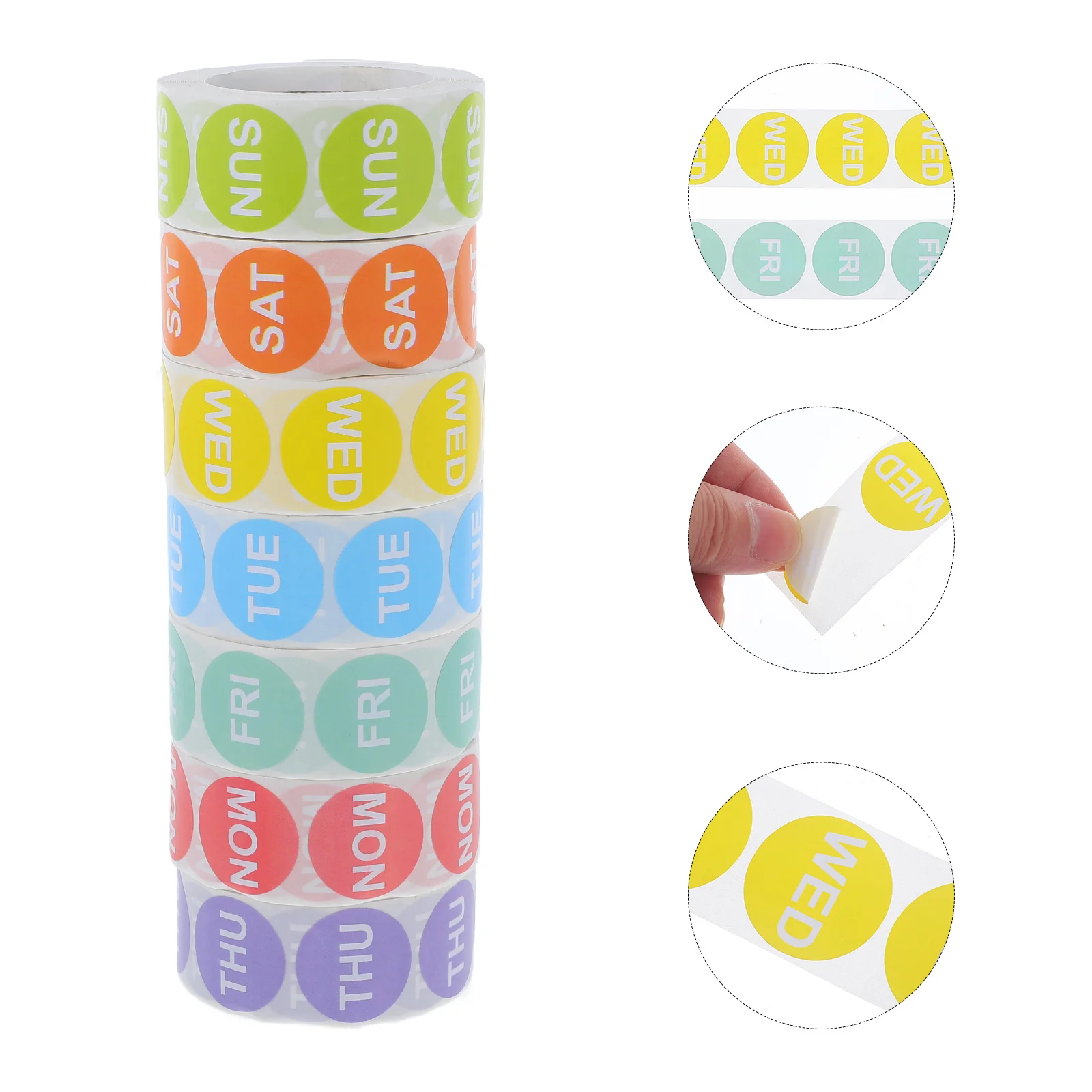 

7-рулонные наклейки с маркировкой даты, цветные еженедельные этикетки для календаря, папки для ноутбука, наклейки для дня недели