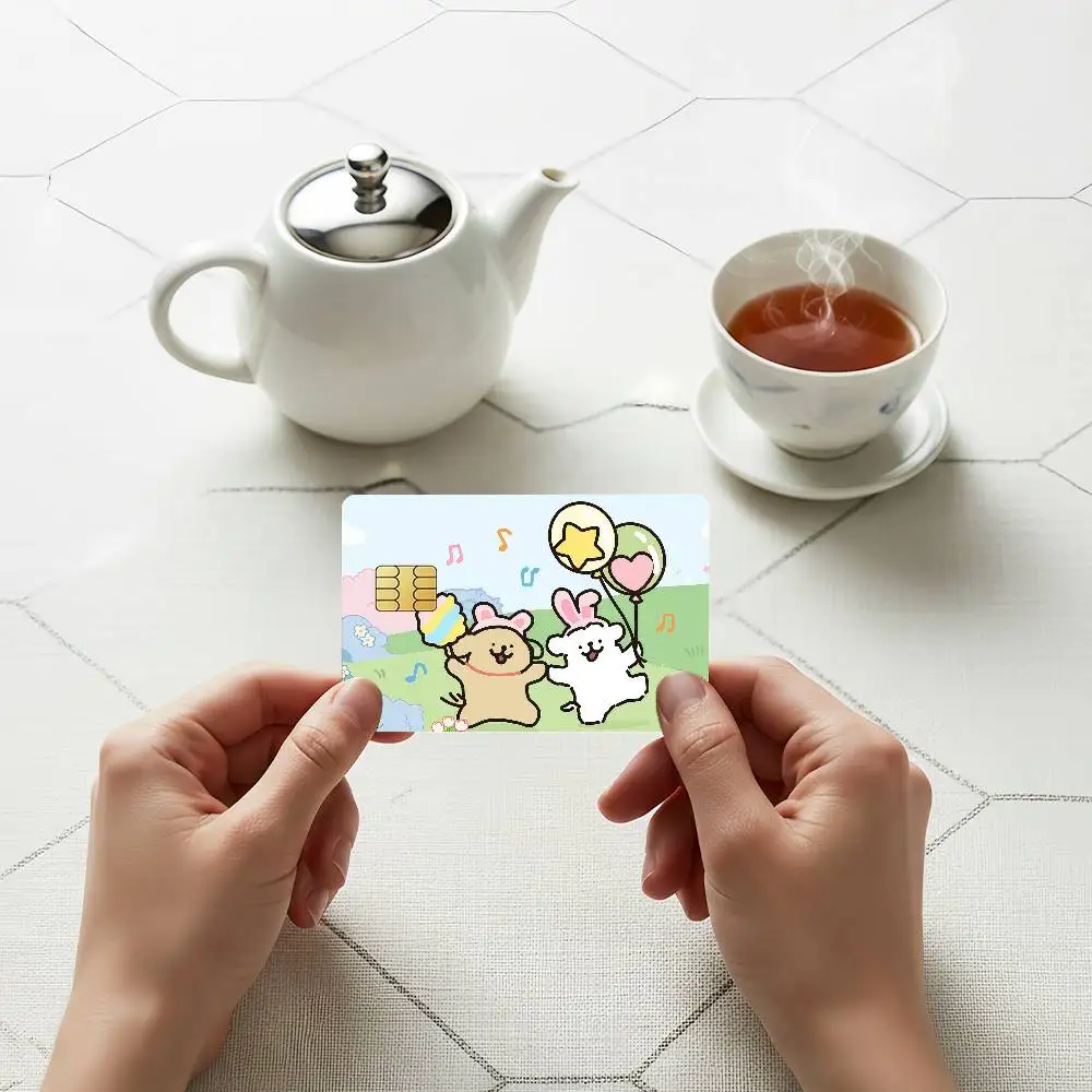 Cute Maltese Line Dog Credit Skin Cover Card Stickers 4PCS Film Bus Pass Front Decoration Bank Debit Waterproof
