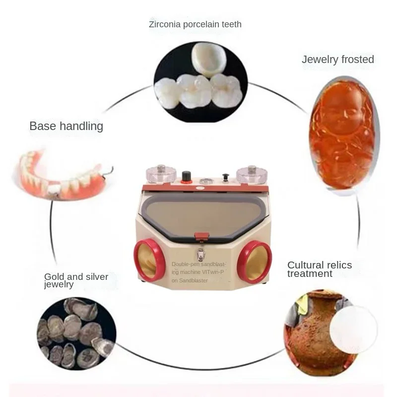 Dental Twin-pen Blasting Unit Dental lab Twin-pen Metal Sandblast Machine Electric Sand Blasting Machine Sandblaster Pens NEW