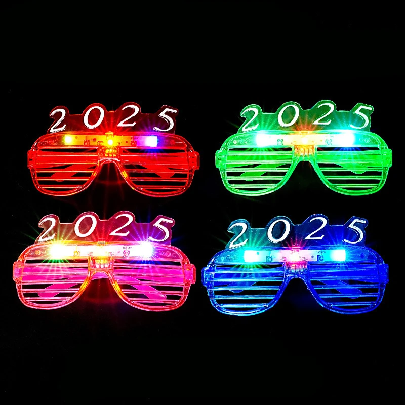 2025 LED Flashing Glasses Glow In The Dark Neon Glasses Christmas Night Glow Photo Prop For New Year Xmas Party Luminous Decor