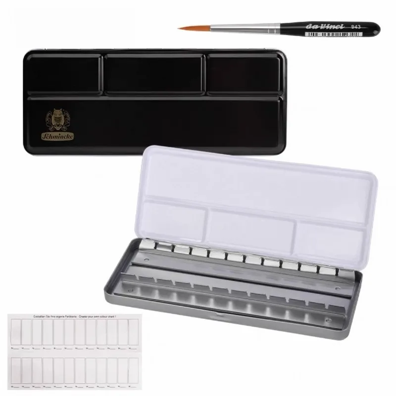 10/24-color German Schmink Empty Iron Box Paint Mixing Palette Outdoor Portable Watercolor Separate Pigment Box Art Supplies