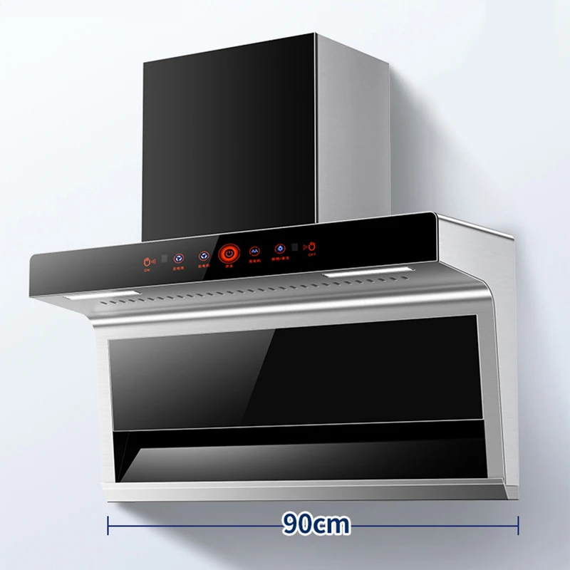 Cappa da cucina da 90CM per cucina in acciaio inox ad alta aspirazione lavaggio automatico cucina Touch Control ventilatore estrattore 268W