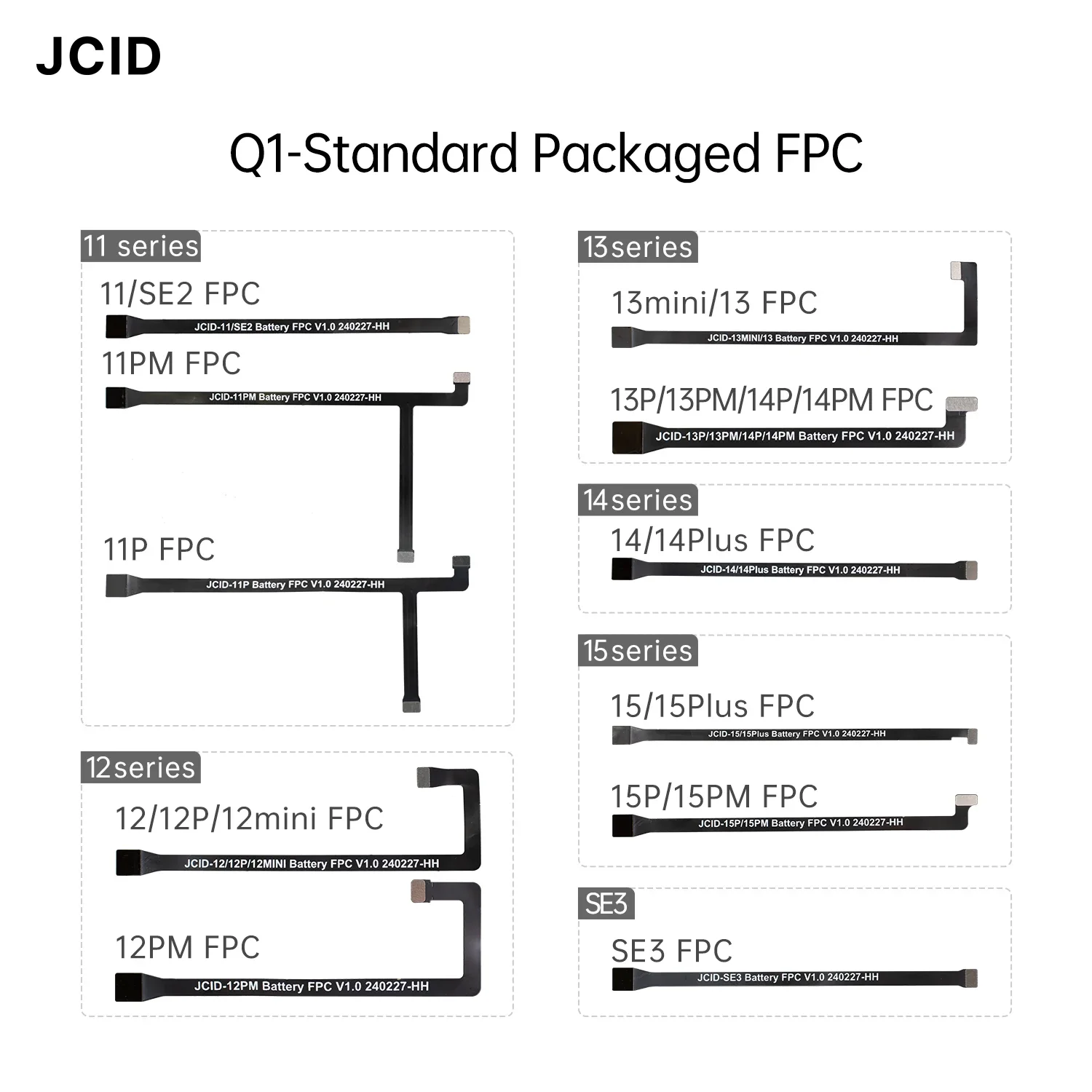 11Pcs JCID JC Q1 Battery Health Quick Repair Fpc For iPhone 11-15 Series Solve Window Pop-up Problem Modify Battery Efficiency