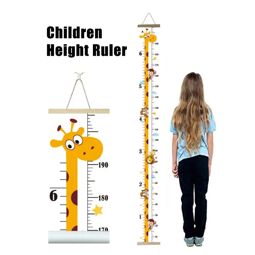 Kids Growth Chart Wall Hanging Cartoon Animal Print Height Ruler for Children's Height Measurement Wall Chart for Bedroom Decor