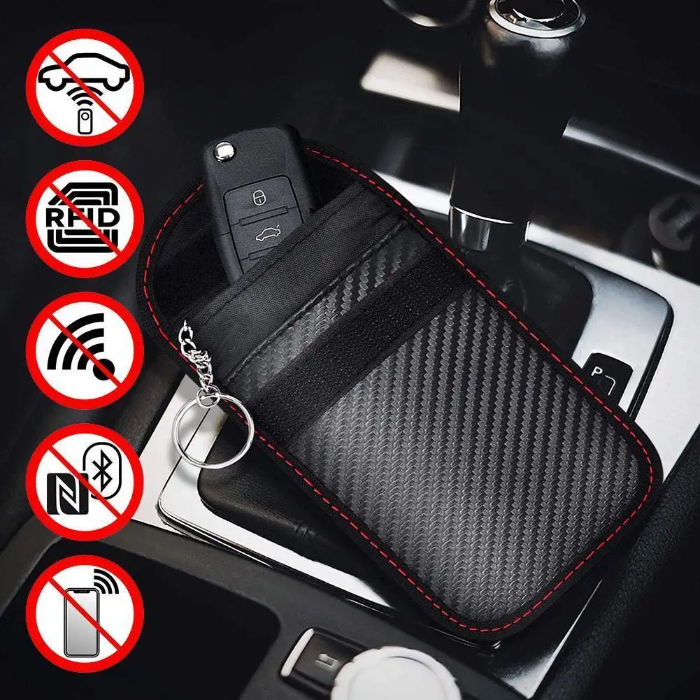 Signal Blocking Faraday Case For Car Key Cell Phone Car Keys Remote Control Shielding Bag Anti-Radiation Signal Shielding Pouch