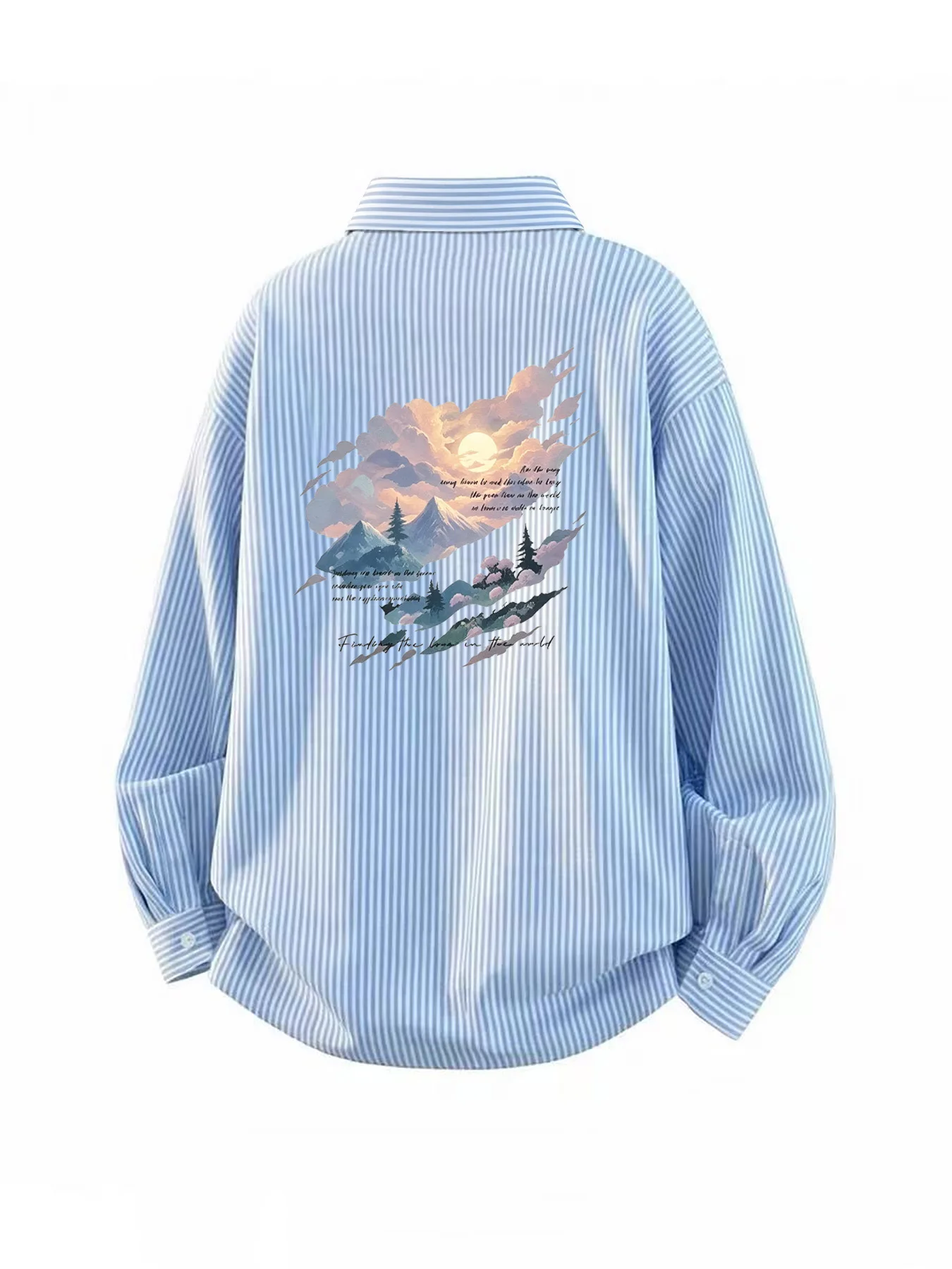 

Korean-style trendy men's fashion simple spring and autumn cool back pattern striped long-sleeve casual shirt