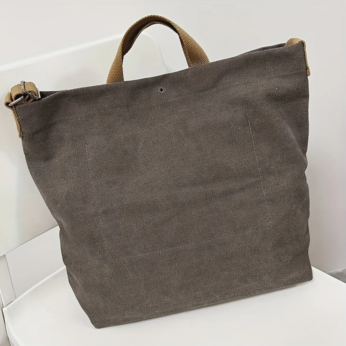 Sacola retrô de lona feminina, casual, grande capacidade, bolsa tiracolo, carta impressa, bolsa de ombro para escola, viagem, compras