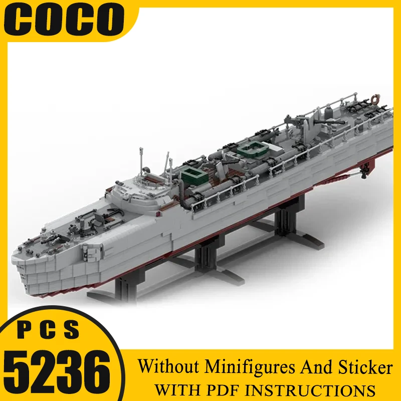 

Moc Building Bricks Torpedo Boat Model Technology WW2 Military Navy Cruiser Frigate Battleship Block Toy DIY Assembly Gift
