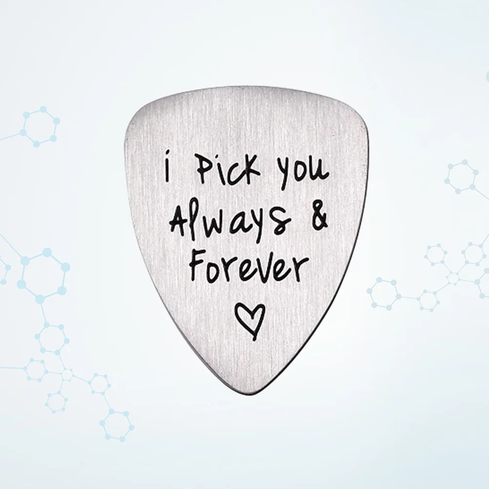 Titanium Steel Carved Guitar Pick I Pick You Always & Forever Letter Engraved Ukulele Pick Musical Instrument Accessory