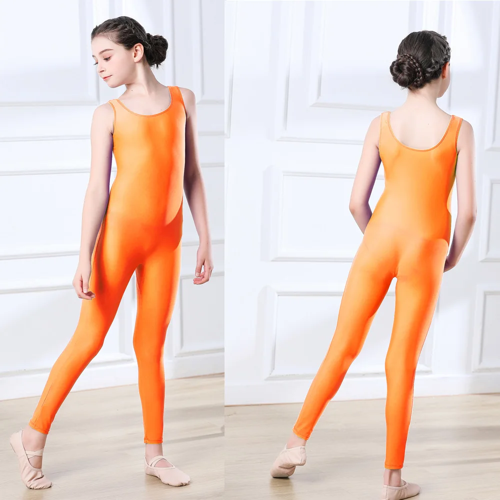 Aoylisey Mädchen schwarz Tank ärmellose Unitard Gymnastik Bodysuit Jungen Spandex Ganzkörper Kinder Overall U-Ausschnitt Tanz kostüme