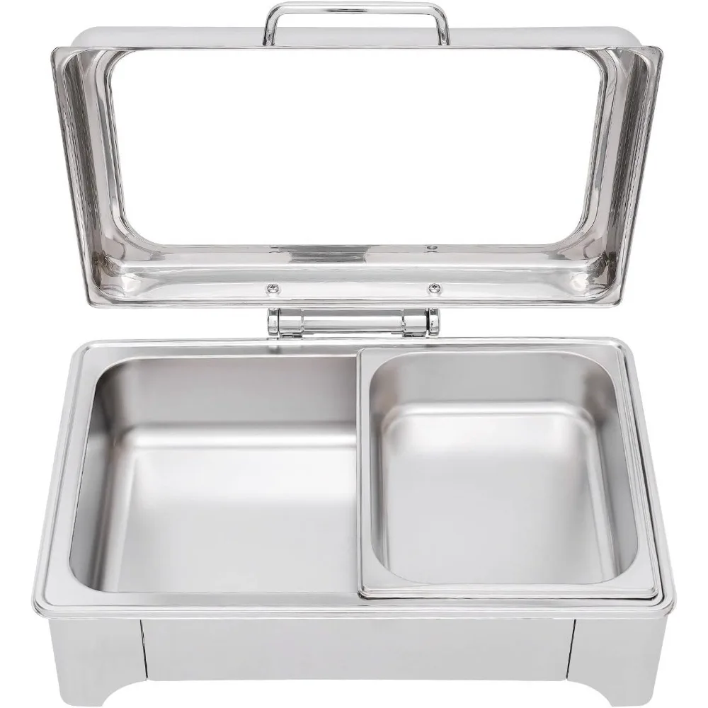 Commercial Electric Chafing Dish Warmer Food Warmer Buffet Server Electric Catering Chafing Dishes Stainless Steel with GlassLid