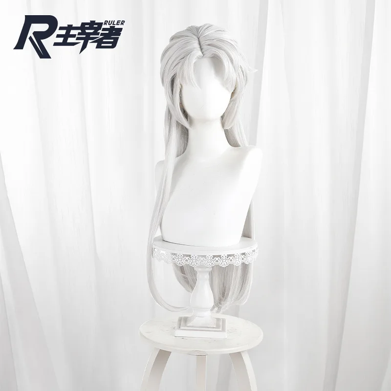 게임 아이덴티티 V 미치코 코스프레 가발 긴 은백색 머리 할로윈 파티 역할 놀이 가발 + 무료 모자