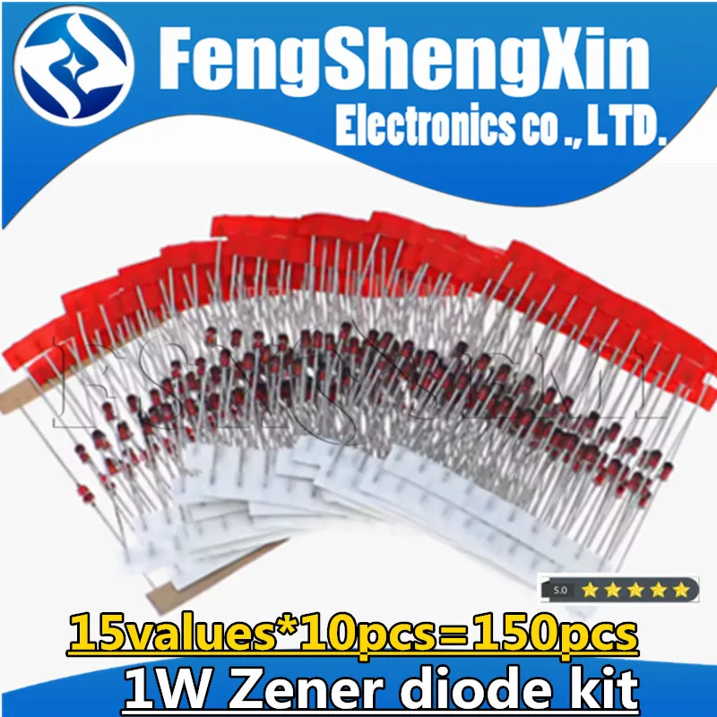 15values*10pcs=150pcs 1W Zener diode kit DO-41 3V-30V component diy kit