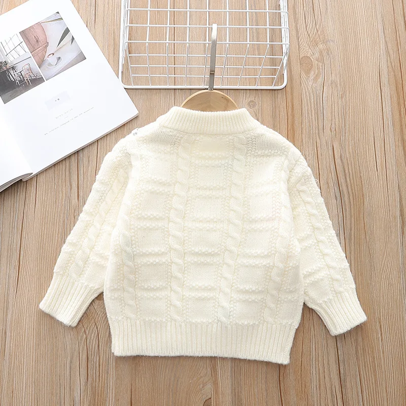 Round Necked Sweater for Women Loose Knit Inner Layer Pullover for Infants and Young Girls Handmade Wool Ball Butterfly Sweater