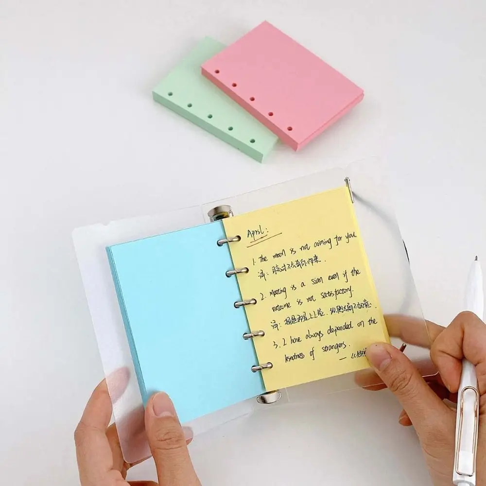 50 ورقة A8 M5 ورق إعادة تعبئة أوراق فضفاضة 5-حلقة لون الحلوى عبوة دوامة الموثق الصفحات الداخلية بطاقات الفهرسة للقيام بقائمة