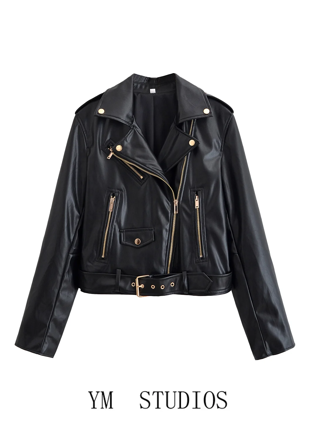 

Женская короткая кожаная куртка-косуха Bla Biker с воротником на молнии, функциональная модная верхняя одежда из искусственной кожи