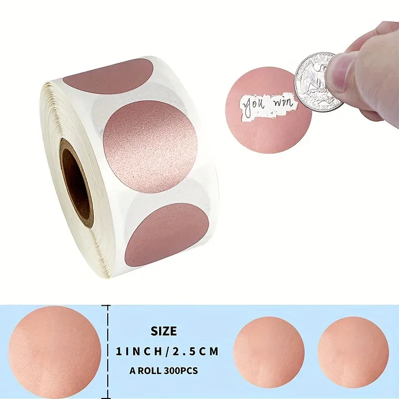 300Pcs/Roll Self-Adhesive Labels with Transparent Scratch-Off Coating for Lottery Tickets, Gift Seals, and Prize Card Stickers