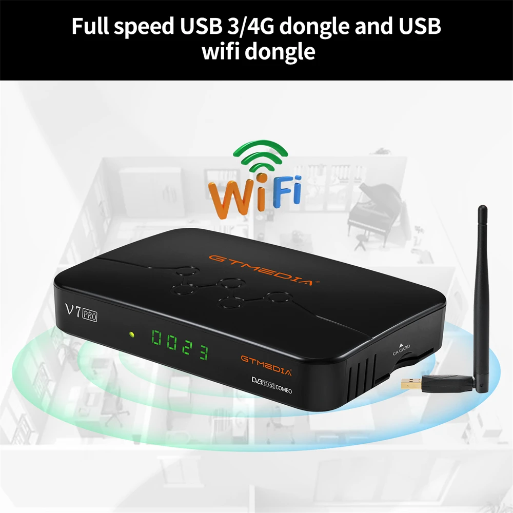 GTMEDIA V7Pro Satellite Receiver DVB-S/S2/S2X+DVB-T/T2 Decoder Support MARS/ECAM/CCAM TDT HD TV Receptor With USB WIFI For Spain