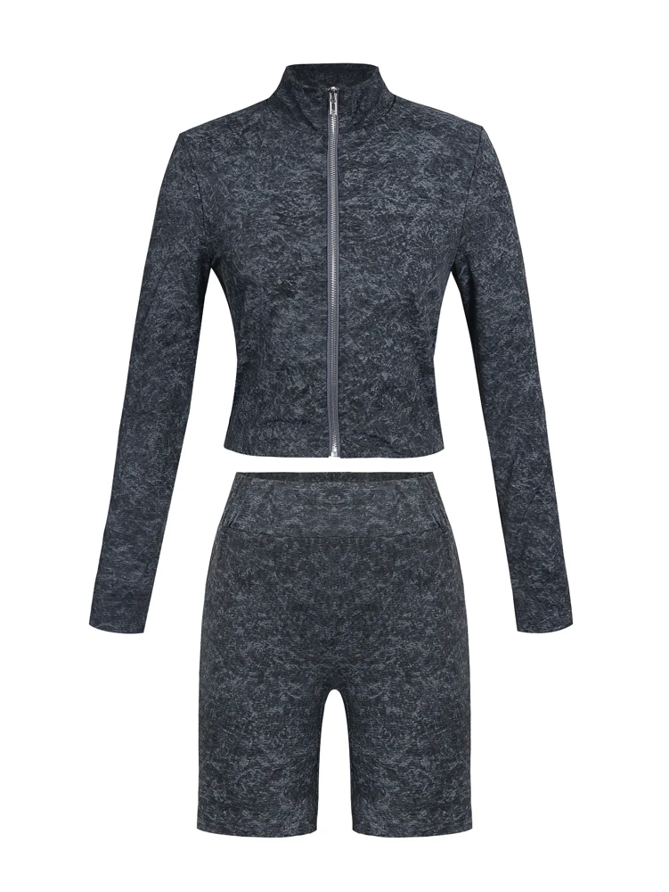 2026 New Arrivals European & American Women's Casual Style Jacket, Cropped Top, Cropped Trousers Sports Set Running & Fitness