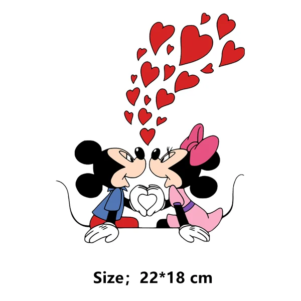 Disney MICKEY and Minnie MOUSE Patch for clothes DIY kids heat transfer stickers T-shirt printing