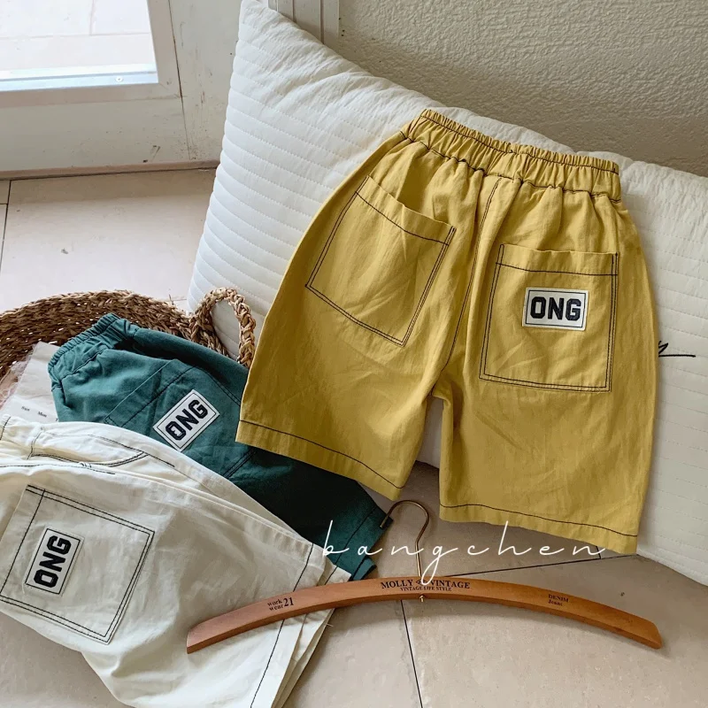 

Children's Casual Pants2024Summer Children's Clothing Bright Line Cotton Trousers Boys' New Pure Cotton Shorts G0080-WS