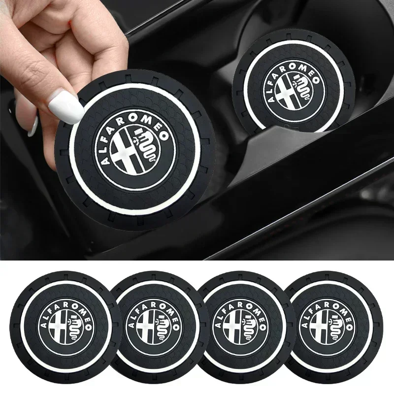 2pcs Car Anti Slip Insert Cup Coasters For Alfa Romeo 146 147 155 156 159 Stelvio Giulia Giulietta Mito GT Goods Car Accessories