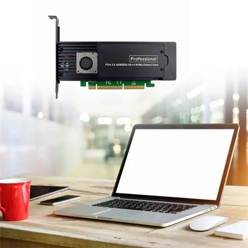 4 Ports ASM2824 PCI-E X16 Adapter Card 4-Channel NVME SSD Conversion Card Ndustrial Server Storage Expansion Card