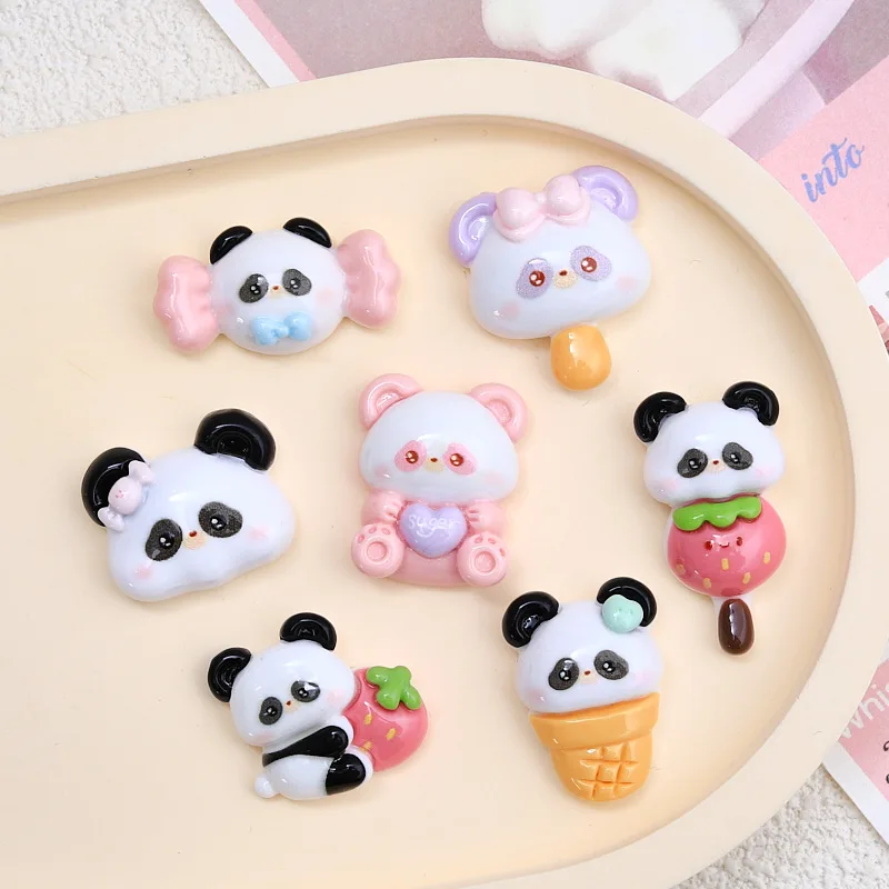 

100pcs Kawaii Resin Cute Cartoon Animal Strawberry Candy Panda Scrapbook Craft Diy Miniature Ornaments Accessories