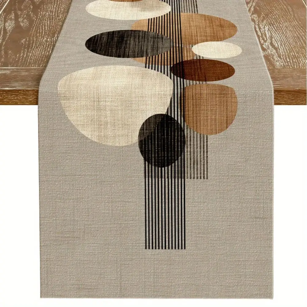 VIKAMA Art Linear Print Table Runner Geometric Pattern for Home Dining Room Table Decor