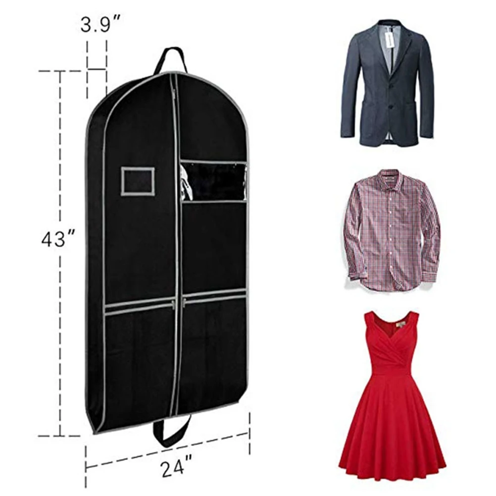 

Dustproof Storage Bag Suit for Travel Clothing Cover Formal Dress Clothes Black