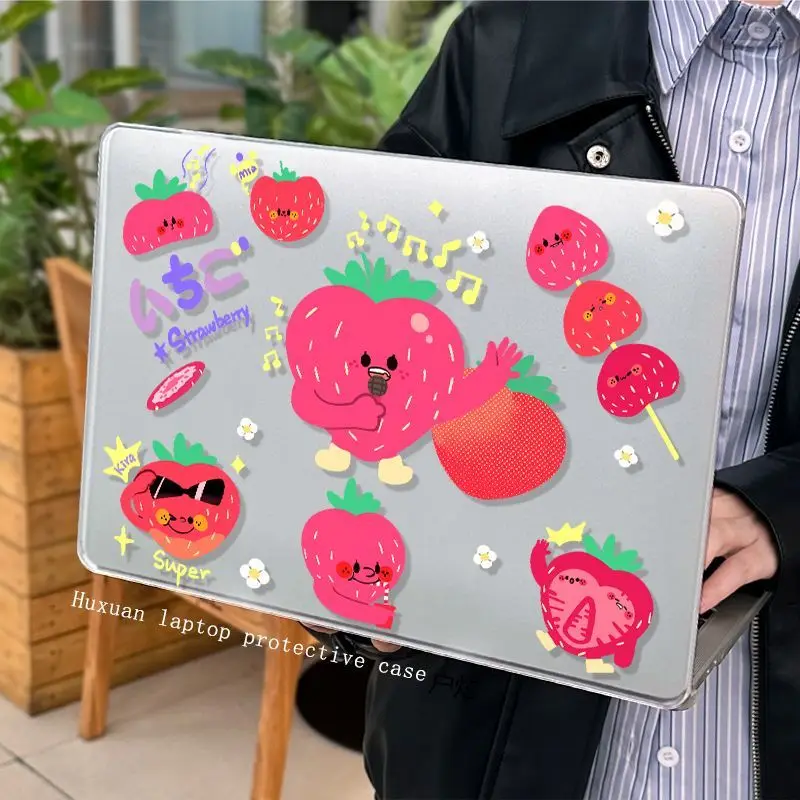 Crystal Cartoon Strawberry Case for Macbook Air 13.6 M5 M1 Pro 14 M4 Air 15.3 13 M3 15 M2 Mac Cover A3113 A2681 A2442 A2941 PC