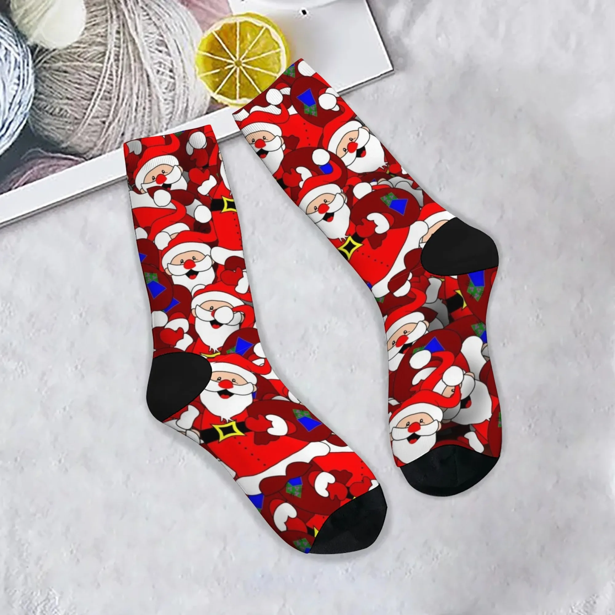 

Носки с мультяшным принтом «Счастливый Санта-Клаус», новинка унисекс, милые забавные носки в стиле Харадзюку, мягкие дышащие нескользящие носки, повседневные вечерние носки