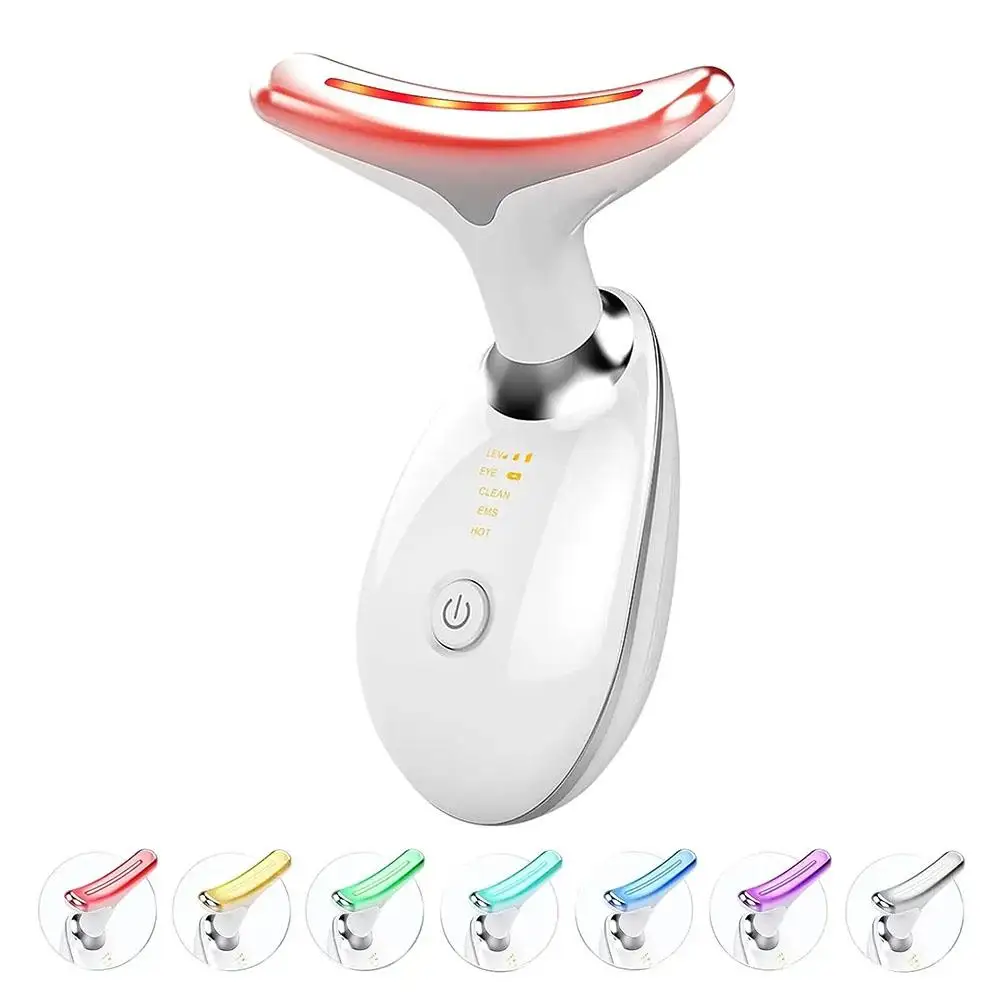 Dispositivo de belleza para cuello, máquina de estiramiento Facial EMS, removedor de barbilla doble, masajeador Facial LED antiarrugas, estiramiento de la piel, 3 colores