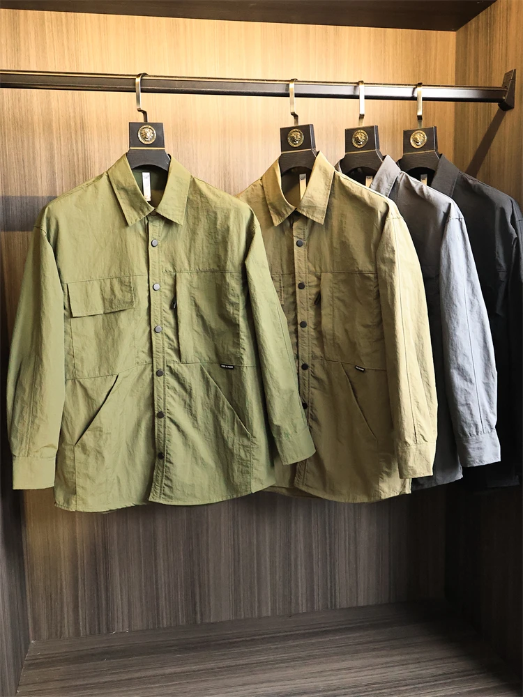 

Мужская уличная одежда Long Sve irt свободного покроя, водонепроницаемая, функциональная, модная, городская, осенняя одежда с несколькими кетами