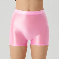 Ropa interior elástica brillante para mujer, bragas de secado rápido, pantalones cortos eróticos elásticos y transpirables, lencería Sexy