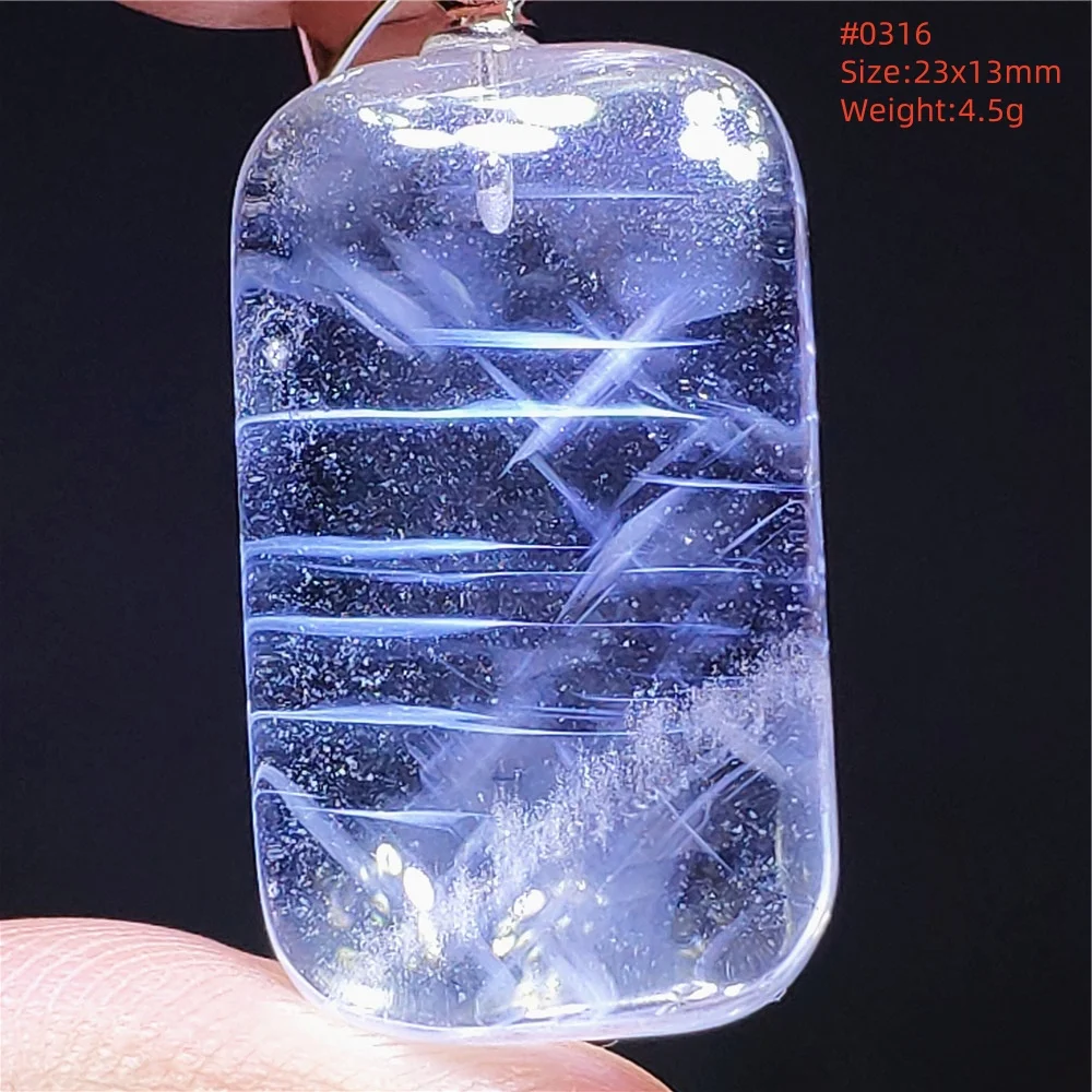 Genuine Natural Blue Feather Rutilated Quartz Pendant Angel Pyramid Needle Feather Rutilated Crystal Women Men AAAAAAA view 6