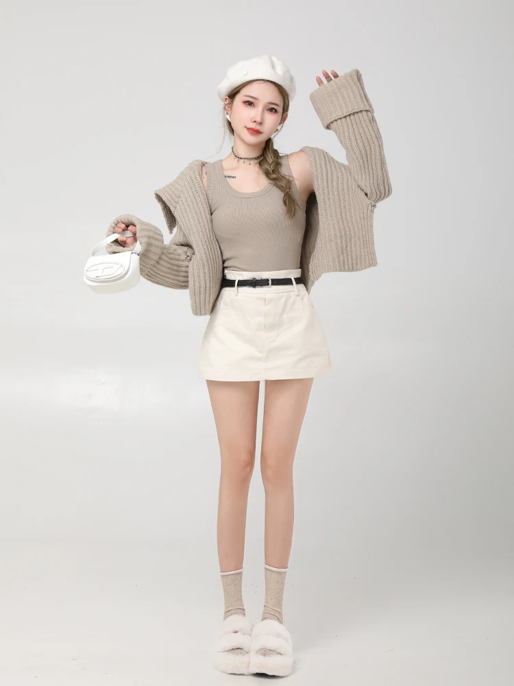 

Юбка-карандаш с высокой талией, женская джинсовая юбка, юбка-брюки, универсальная юбка, осенне-зимняя, маленький размер