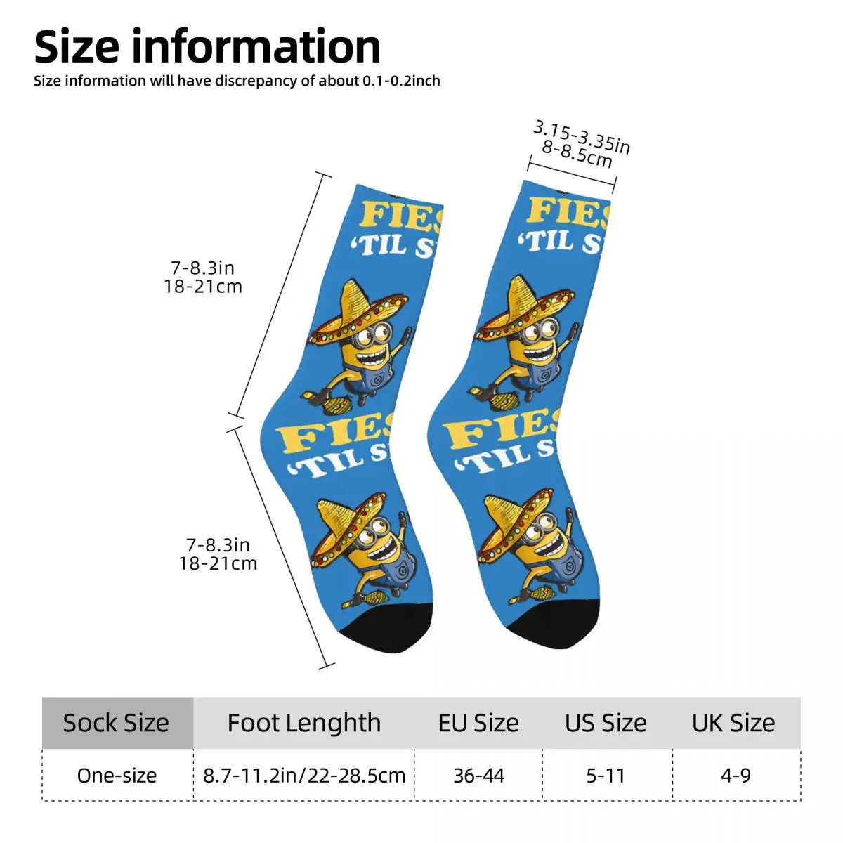 Men's Despicable Me Compression Socks, Unisex Impresso Crew Sock, Novidade Retro, Sombrero Portrait