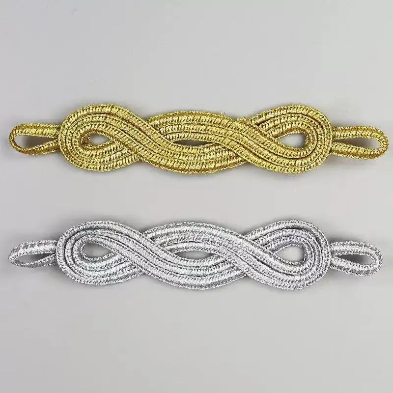1pcs Gold Chinese Knot Button Embroidery Closure Retro Applique for Clothing DIY Accessories