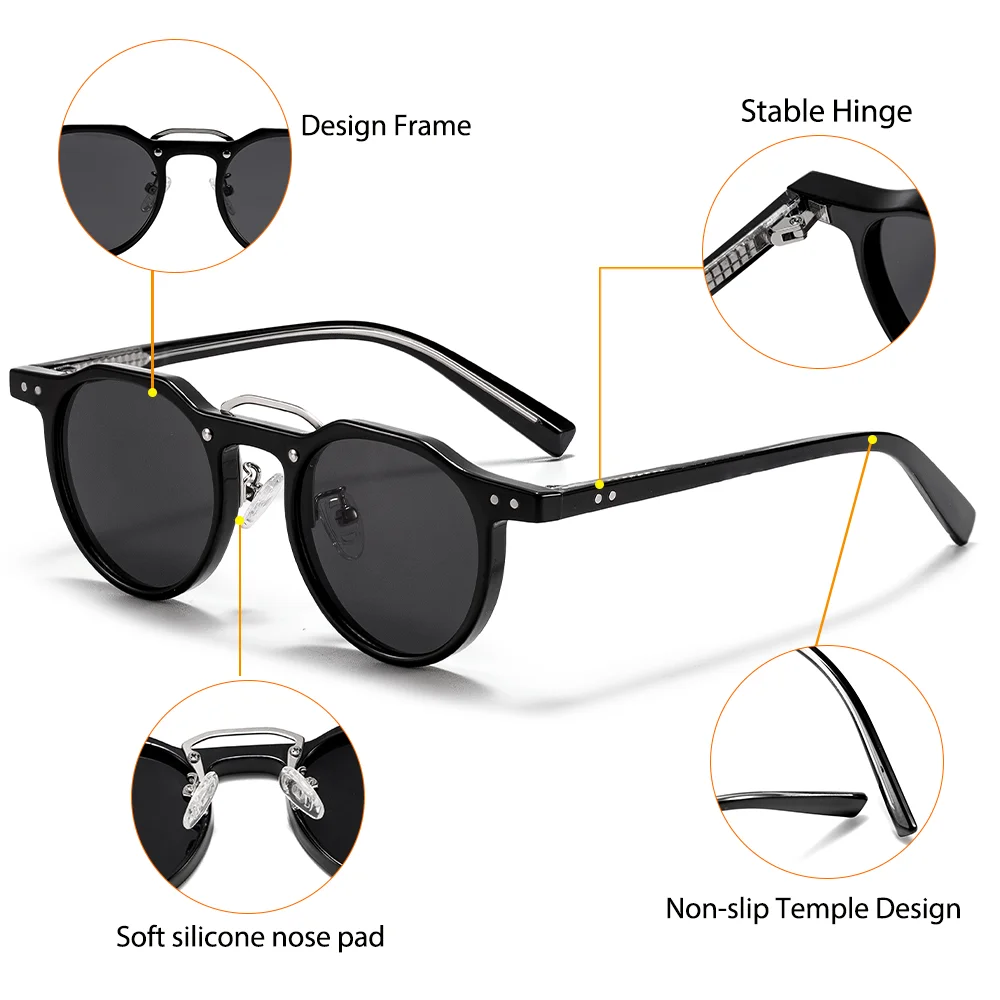 CATERSIDE Retro Punk Herren-Sonnenbrille, runde Sonnenbrille, für Damen, Outdoor, Party, Business, Festival, Geschenk, Brillen, UV400 – Detail 2