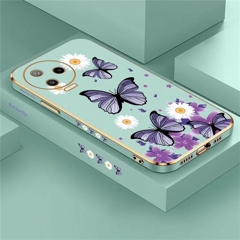 Flower Butterfly Case For infinix Zero X Neo Ultra Smart 7 6 8 Note 40 Pro 30 VIP 12 G96 G88 11 10 Pro 8 8i Plating Back Cover