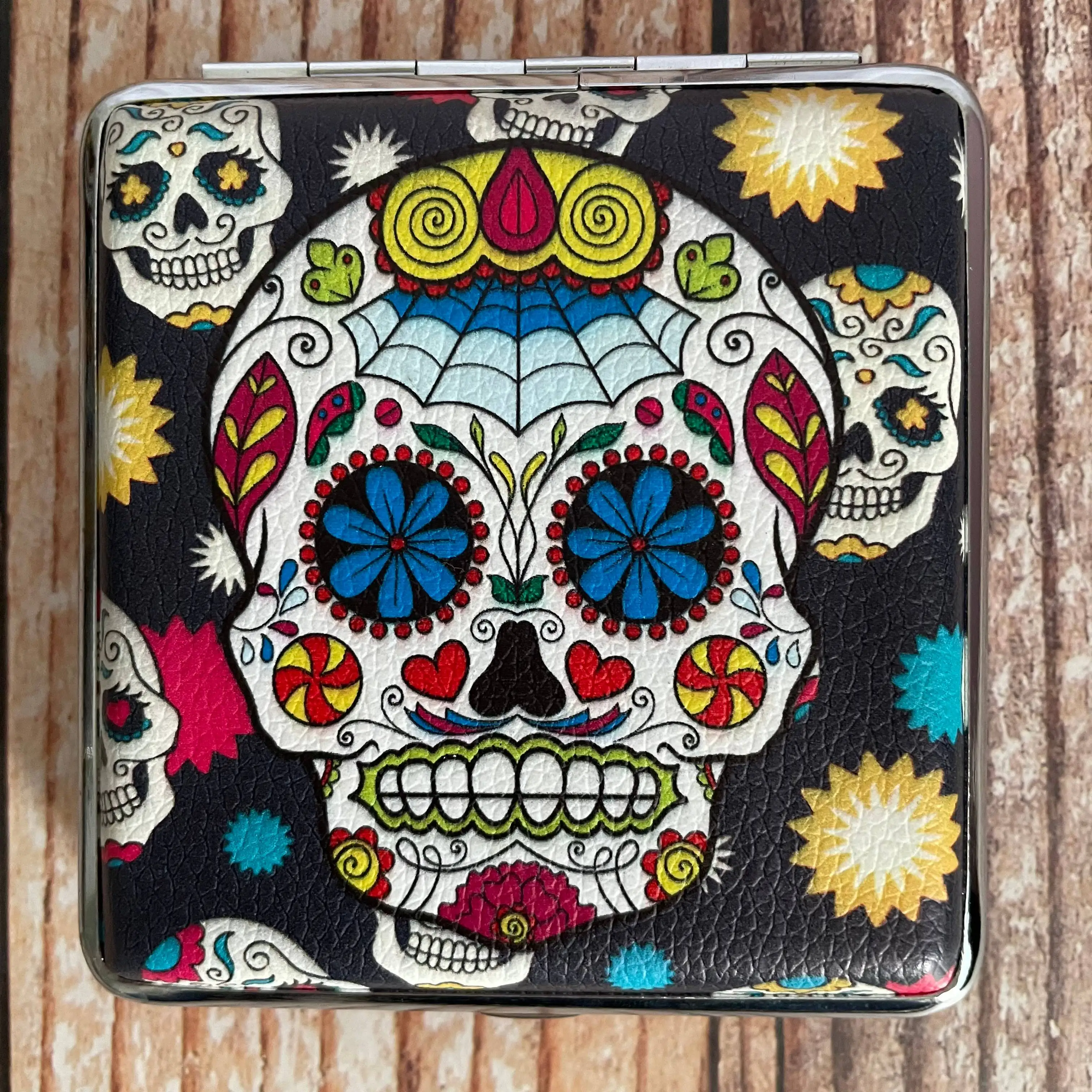 Skull And Rose Metal Cigarette Case Box Portable for 20pcs King Size 84mm Cigarettes