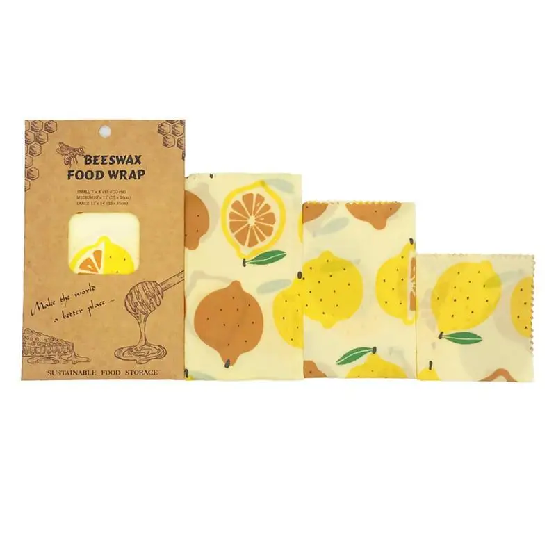 

Bees Wax Wraps Reusable Food Wraps Kit For Packing 3Pcs Zero Waste Organic Sustainable Food Storage Packing Bag For Bread