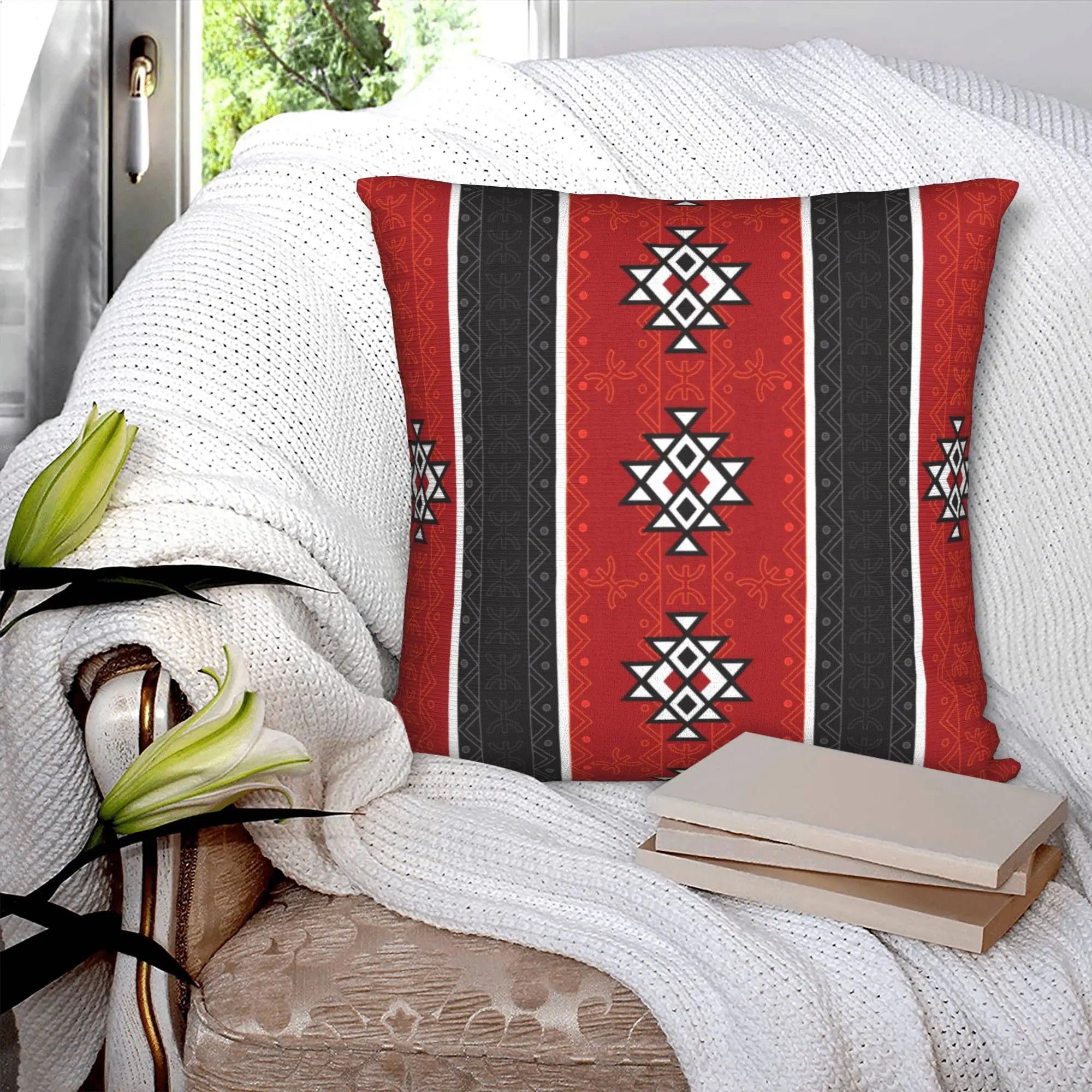 Kabyle Carpet Amazigh Ornament Modern Pillow Cover Bedroom Decoration Africa Ethnic Geometric Cushion