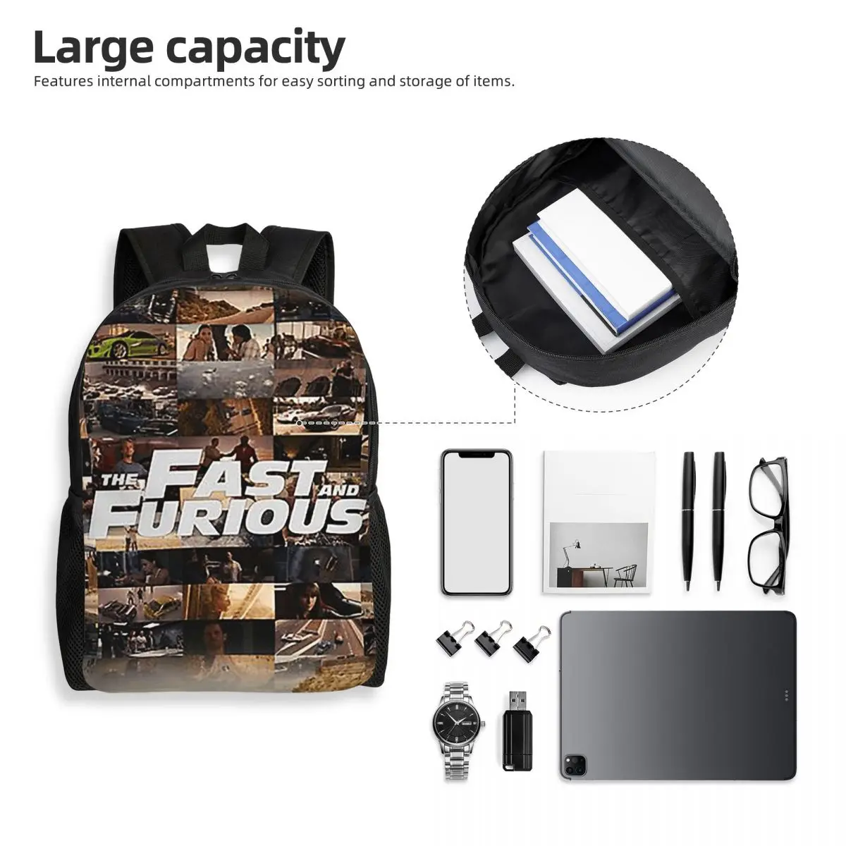 Fast And Furious Legends Tribute Backpack Student Boys Girls BookBag School Bag Computer Shoulder Bags