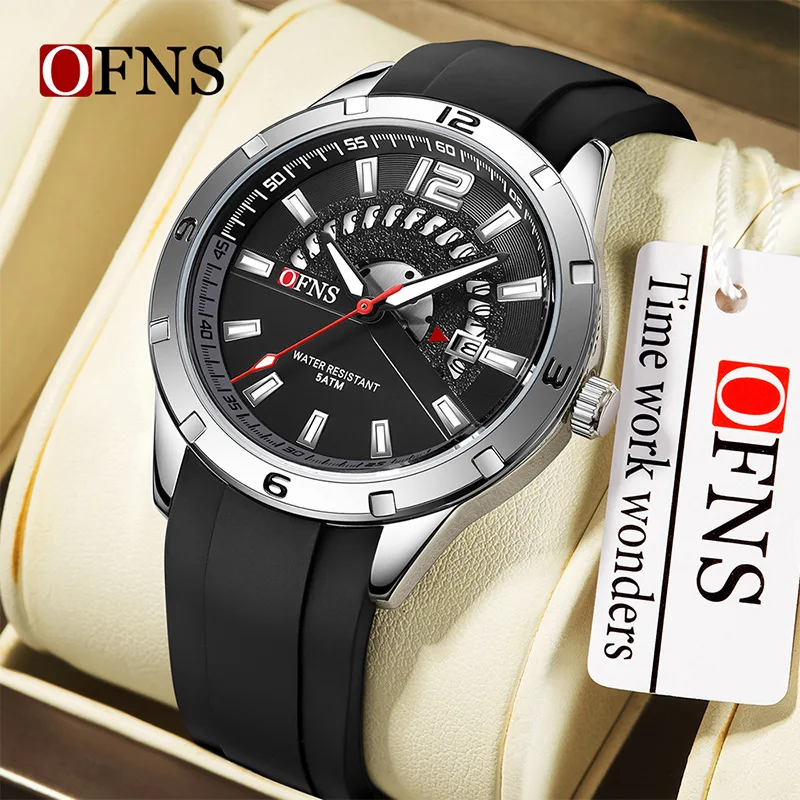 

OFNS *popular watch men's fashion silicone tape sports calendar student quartz watch