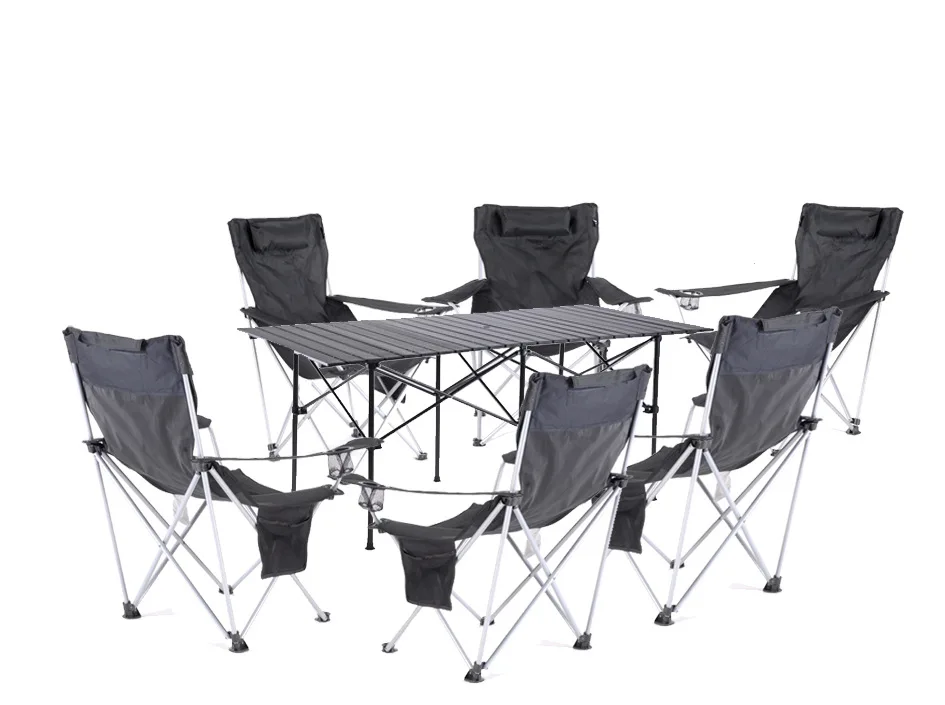 

High back chair 1.4 table, outdoor folding table and chairs, aluminum table seven-piece set, convenient table and chair camping
