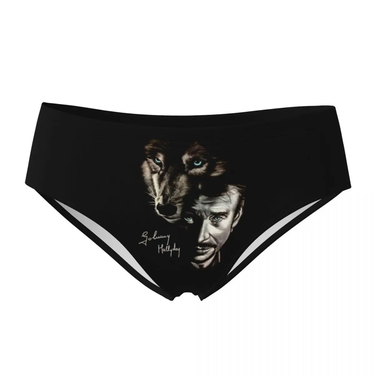 Custom Johnny Hallyday And Wolf Brief Panties Women's Comfort Stretch France Singer Rock Star Underwear