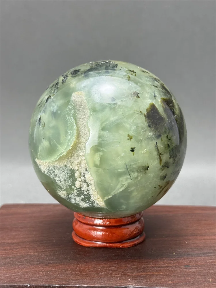 Boule de Tourmaline en géode d'agate de raisin vert, pierre naturelle, méditation énergétique, traitement de sorcellerie, ornements minéraux pour la maison, cadeau